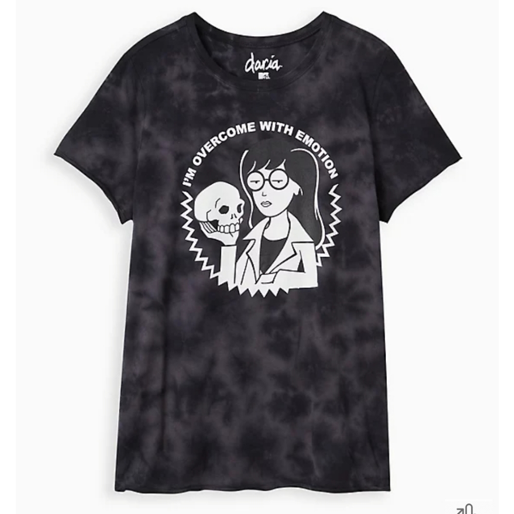 Torrid Daria Black and White Tie Dye T shirt size 2 GUC
